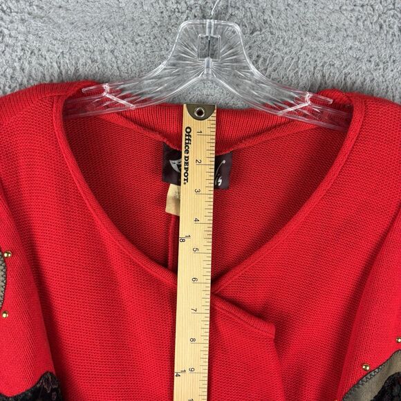 Vintage 90’s Vis-a-Vis Wrap Tunic Women’s Small Red Shoulder Pads Retro Style - Picture 6 of 12